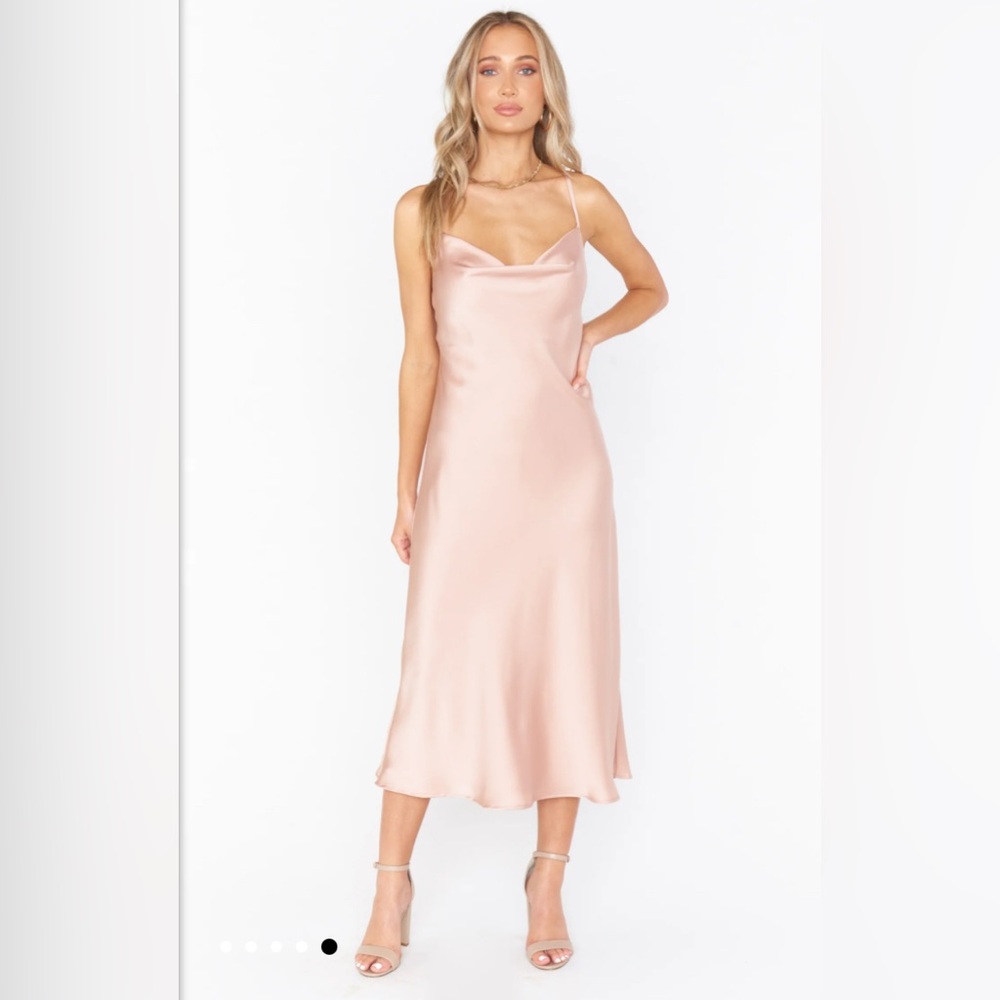 Show Me Your Mumu Verona Cowl Bridesmaid Dress - Rose Gold Luxe Satin